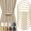 Magnetic Curtain Tiebacks Rope Curtain Tie Backs for Curtains 8 Pack Curtain Holders for Drapes Decorative Window Curtain Holdbacks, Beige