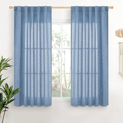 YoungsTex Denim Blue Linen Curtains 54 Inch Length by YoungsTex