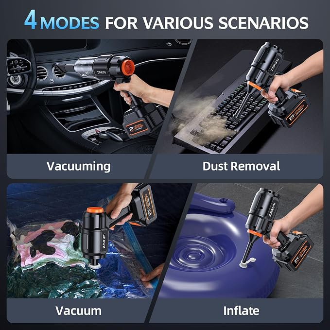 Car Vacuum Portable Cordless, 000Pa High Power Dust Buster, 6-in-1 Handheld - Image 4