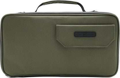 Large Storage Case with TSA Combination Lock Bag, Portable Carbon Lined, XL Medicine Lockable Box for Travel & Home Secured Box Organizer Divider Jars Accessories, Removable Tray (Green)