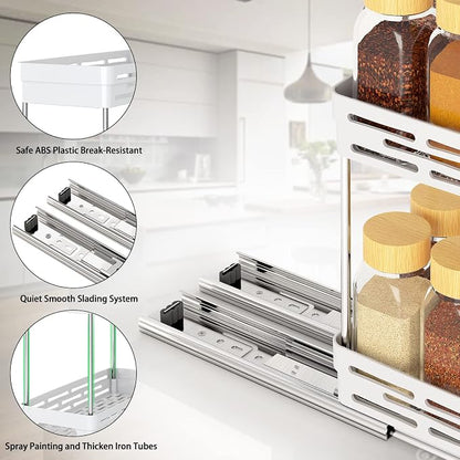 Pull Out Spice Rack Organizer for Cabinet, 3 Packs Slide Out Spice Racks - Image 7