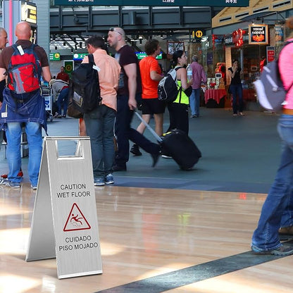8 Pcs 24 Inch Stainless Steel Wet Floor Sign 8.8 Pound Caution Wet Floor Sign - Image 6