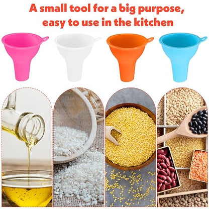 4 Pcs Funnels for Kitchen Use Filling Bottles Silicone Funnel Wide Mouth Funnel - Image 6