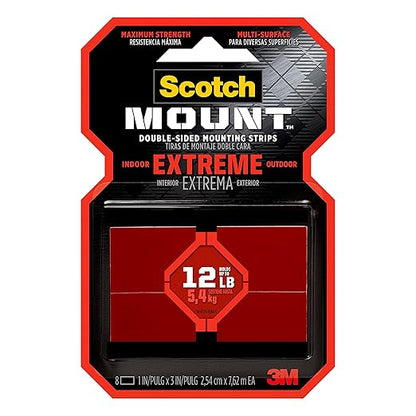 Scotch Extreme Mounting Strips, Double-Sided Heavy Duty Tape, 8 Strips by Scotch-Mount