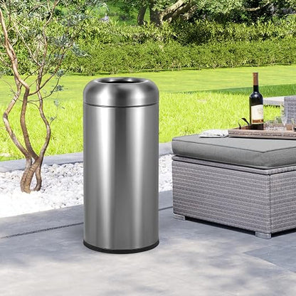 BEAMNOVA 16.5 Gallon Trash Can Open Top Outdoor Indoor Commercial Stainless - Image 9