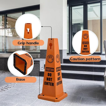 8-Pack 26.5" Caution Cones, 4-Sided Visible Safety Signs - Image 6
