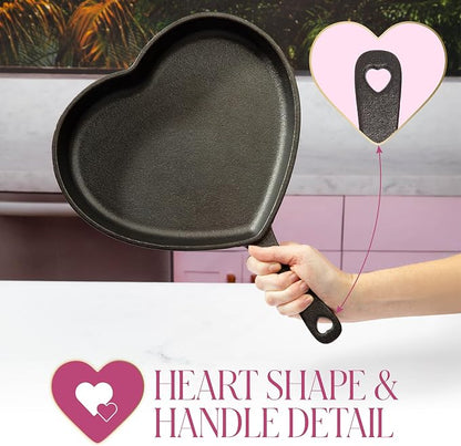 Paris Hilton Pre-Seasoned Cast Iron Heart Skillet Pan, Heavy-Duty Frying Pan - Image 4