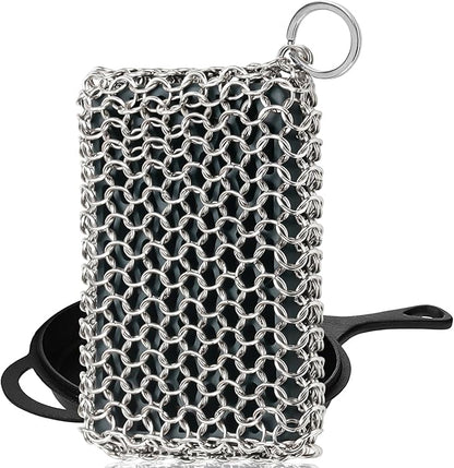 Herda Chain Mail Cast Iron Cleaner Scrubber, 316 Chainmail Pan Scrubber Metal - Image 8