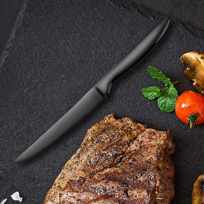SuperCook Black Steak Knives of 12, High End Stainless Steel Steak Knives Set - Image 7