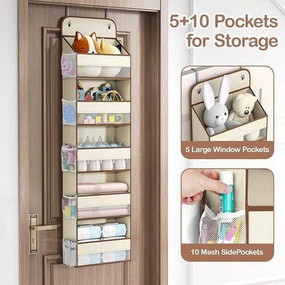 LAMU 5 Tier Over the Door Organizer Hanging, 5 Large Pockets and 10 Side - Image 3