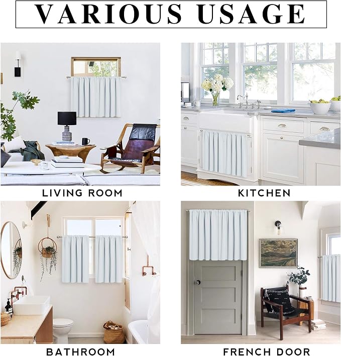 RYB HOME 45 inch Curtains for Kitchen Room Darkening Privacy Mini Curtain for - Image 7