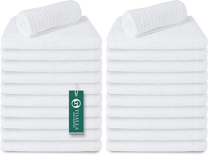 Bar Mop White Ribbed 16x19 Pack of 24, 100% Cotton Absorbent Kitchen Towel Dish by TOALLA