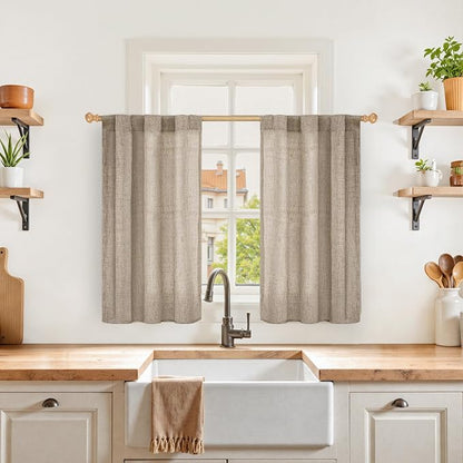 YoungsTex Small Linen Curtains 36 Inch Length by YoungsTex