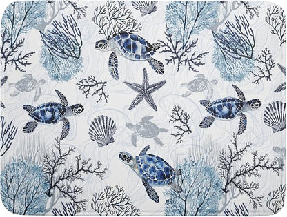 Giwawa 18"x24" Coastal Sea Turtles Dish Drying Mat Nautical Ocean Tortoise by Giwawa