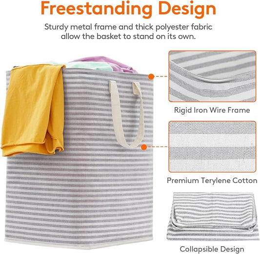 Lifewit 2 Pack Laundry Hamper Large Collapsible Laundry Baskets, Freestanding Waterproof Clothes Hamper with Easy Carry Handles in Laundry Room Bedroom Bathroom College Dorm for Adults, Grey, 2 x 90L