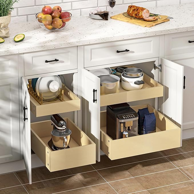 WelFurGeer Soft Close Pull Out Cabinet Organizer, Cabinets Roll Out Drawers - Image 2