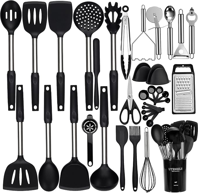 Silicone Cooking Utensils Set, NCUE 35 Pcs Kitchen Utensils Set by NCUE