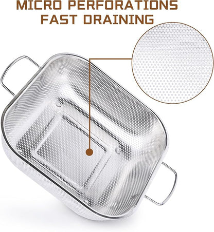 Gulex Colander Stainless Steel 3-Quart, Square Metal Strainers, Strainer - Image 3