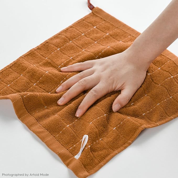 Artoid Mode Checkered Designed Cotton Caramel Terry Kitchen Dish Cloths - Image 5