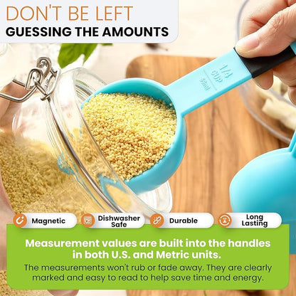 Spring Chef Magnetic Measuring Cups and Spoons Set of 9, Nesting Plastic - Image 4