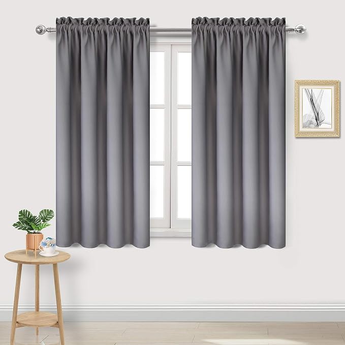 DWCN Grey Blackout Curtains for Bedroom –Rod Pocket Thermal Insulated Room by DWCN