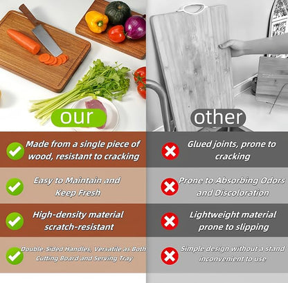 Solid Teak Wood Cutting Board One Piece Non Glued Large Thick Crack Resistant - Image 4