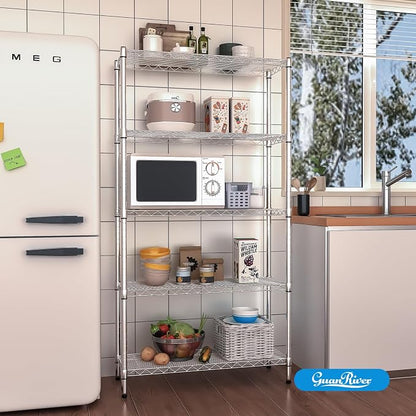 5-Shelf Adjustable Metal Shelf Wire Shelving Unit Storage Rack Display Shelf - Image 7