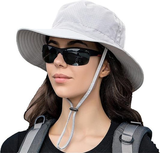 Rosoz Sun Hat for Men Women Boonie Bucket Hat Wide Brim Breathable Cooling Fishing Hats Safari Beach Garden UV Protection