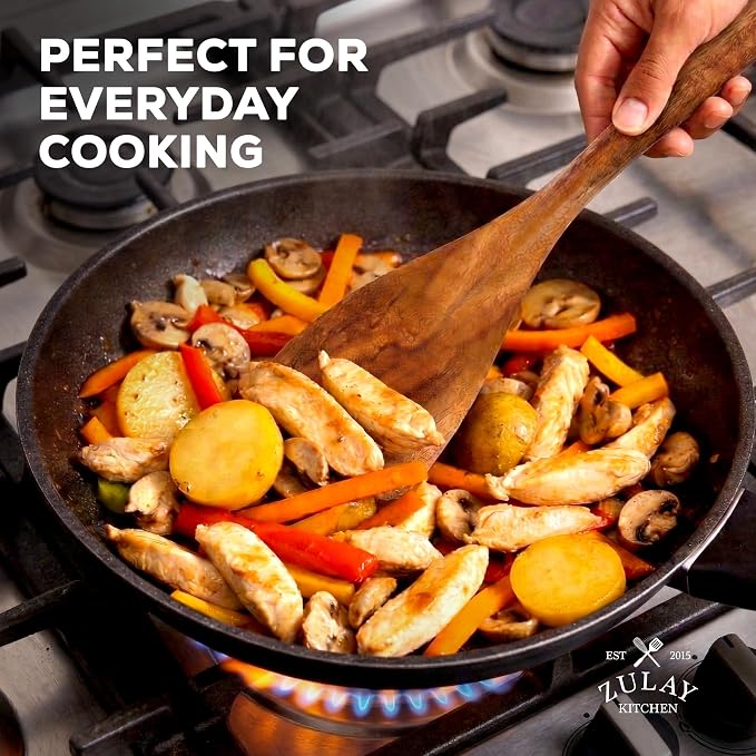 Zulay Kitchen 9-Piece Teak Wood Cooking Utensil Set – Non-Toxic & Non-Stick - Image 6