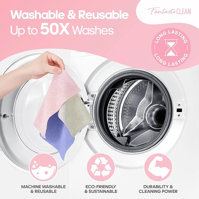 Fantasticlean Microfiber Cleaning Cloth Roll 2 Rolls 120 Pack, Tear Away - Image 9