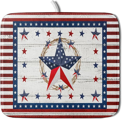 Giwawa Patriotic Stars Dish Drying Mat 4th of July America Star Wreath Dish by Giwawa