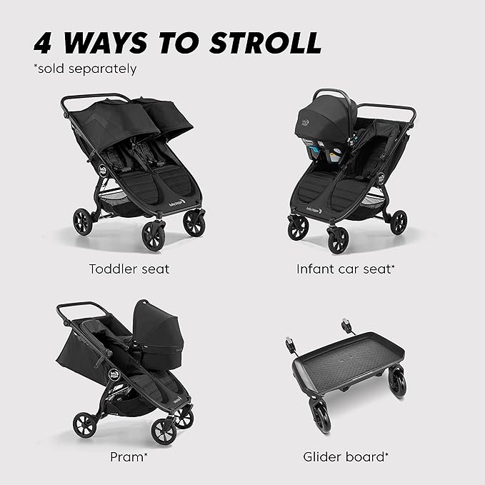 Baby Jogger City Mini GT2 All-Terrain Double Stroller with Forever Air Rubber Tires and All-Wheel Suspension Pike Exclusive Includes Belly Bars Leatherette Handlebar and Premium Fabric