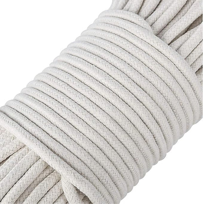 164 Feet 1/4 Inch White Natural Cotton Rope, Cotton Clothesline Rope, - Image 4