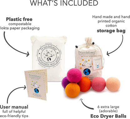 Friendsheep Wool Dryer Balls, Organic Reusable Fabric Softener Alternative - Image 4