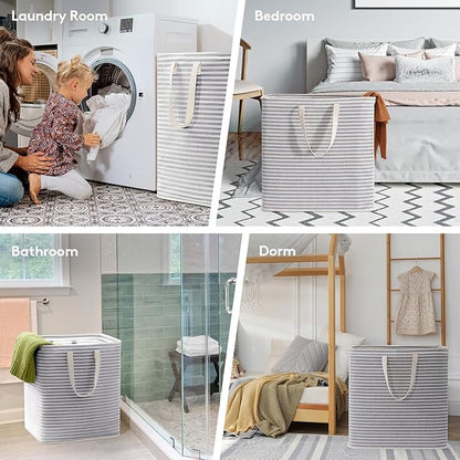 Lifewit 2 Pack Laundry Hamper Large Collapsible Laundry Baskets, Freestanding Waterproof Clothes Hamper with Easy Carry Handles in Laundry Room Bedroom Bathroom College Dorm for Adults, Grey, 2 x 90L