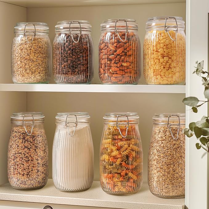 ComSaf Airtight Glass jar with lid 37oz Set of 3, Glass Storage Containers with - Image 7