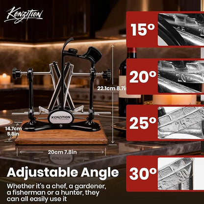 Premium Knife Sharpener with Wooden Base Ideal - Image 4