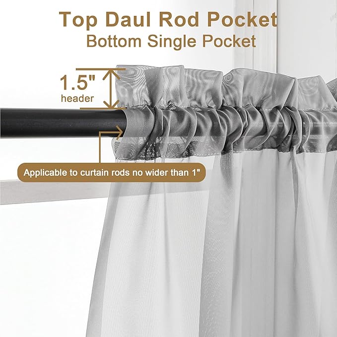 Chyhomenyc 120 Inch Long Sheer Curtains - Image 3