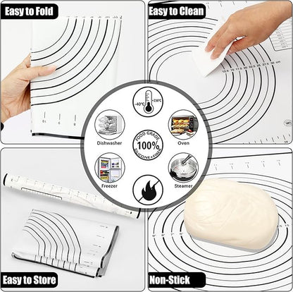Rolling Pin with Thickness Rings and Pastry Baking Mat, 13.6" Adjustable Wooden - Image 6