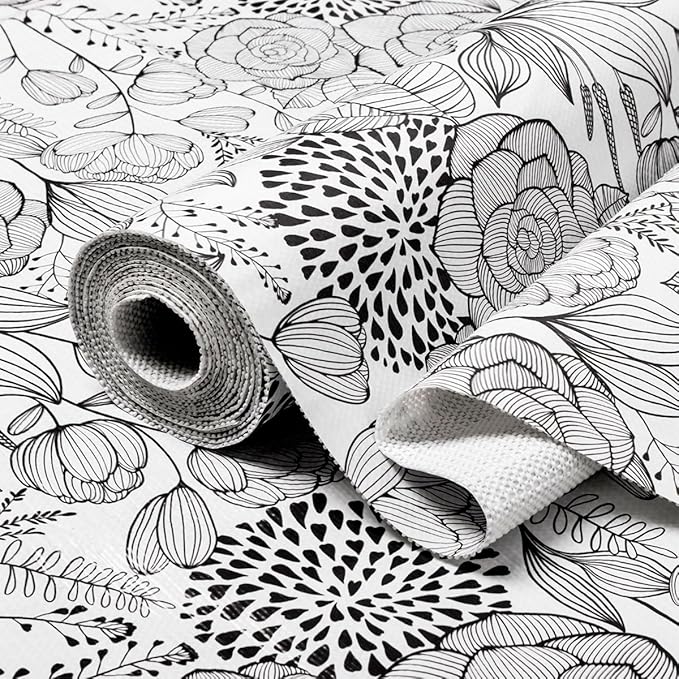 Floral Drawer and Shelf Liner for Kitchen 16IN x 20FT, Non-Adhesive and Strong by Amiitay