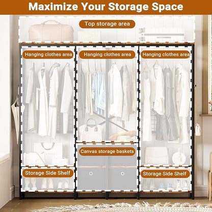 IRONCK Garment Racks with Shelves 4 Drawers and 8 Hooks Heavy Duty Closet - Image 4