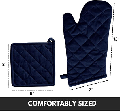 Oven Mitt & Pot Holder 100% Cotton Set of Heat Resistant Oven Gloves & Hot Pads - Image 4