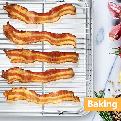 Baking Cooling Rack Set of 2, E-far 16.5"x11.5" Stainless Steel Metal Roasting - Image 4