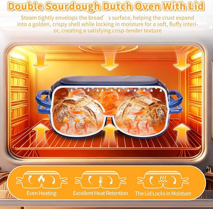 Mini Double Dutch Oven For Sourdough Bread Baking, 2.2QT Enameled Cast Iron - Image 4