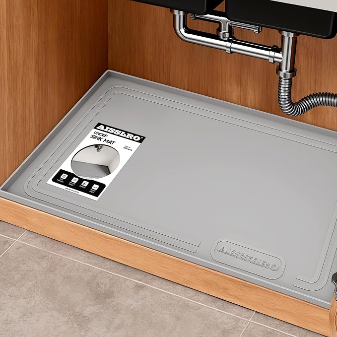 Aisslro Under Sink Mat 28" X 19", Waterproof Silicone Under Sink Mats by AisslroDirect
