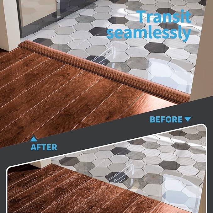 Art3d Self Adhesive Vinyl Floor Transition Strip,Laminate Floor Strip Floor Flat Divider Strip for Joining Floor Gaps, Carpet Threshold Transition, Floor Tiles (4 FT, 1.57in, Cherry)