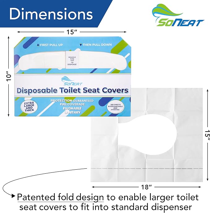 Disposable Toilet Seat Covers XL Half Fold Flushable – 200 Sheets - Image 3