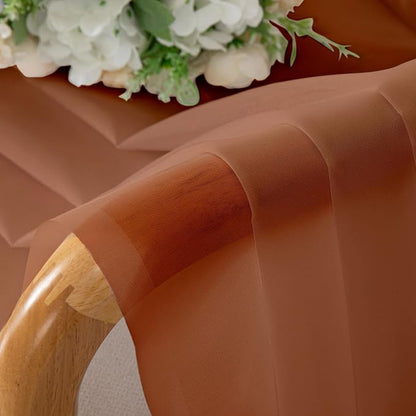 Chyhomenyc Orange Sheer Curtains 63 Inch Length 2 Panels, Light Filtering Airy - Image 2