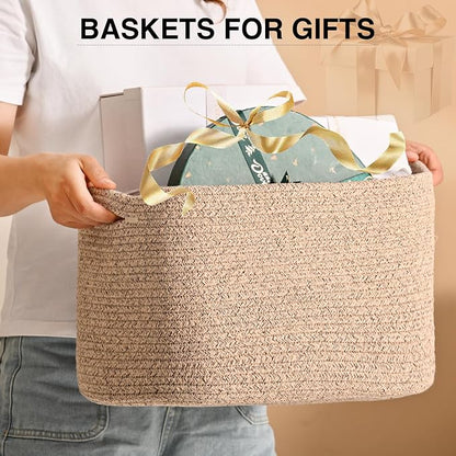 Woven Cotton Rope Storage Basket - Image 3