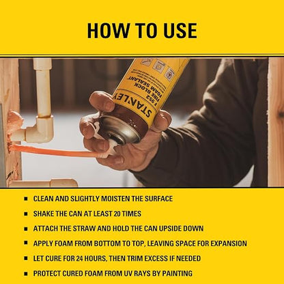 Stanley F952 Fire Block Spray Foam – Fire Rated Expanding Polyurethane Foam - Image 6